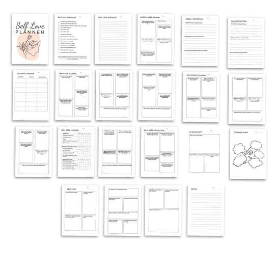 Self - Love Planner Canva Template with MRR & PLR - KY designX