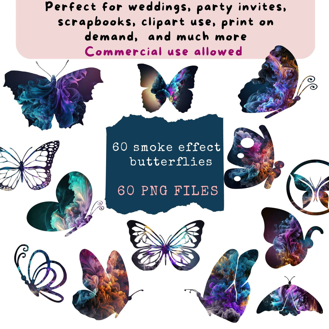 Smoke effect butterflies clipart - KY designX