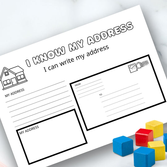 Writing my address worksheet for Children UK Version - KY designX