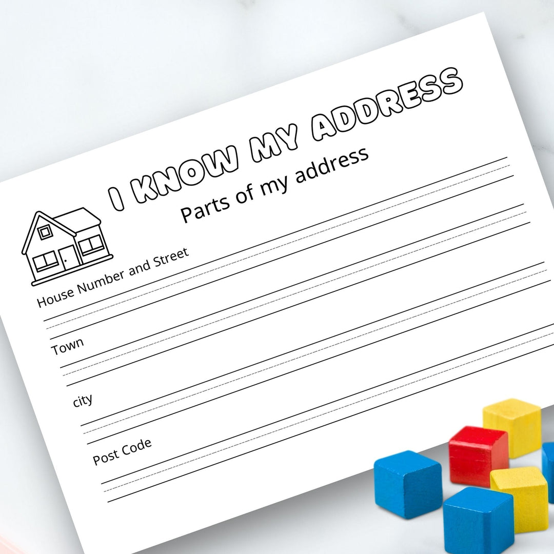 Writing my address worksheet for Children UK Version - KY designX