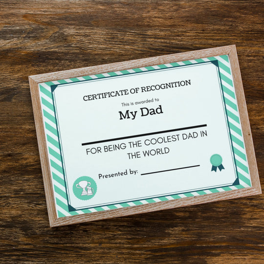 Printable Certificate for Daddy or Dad - KY designX