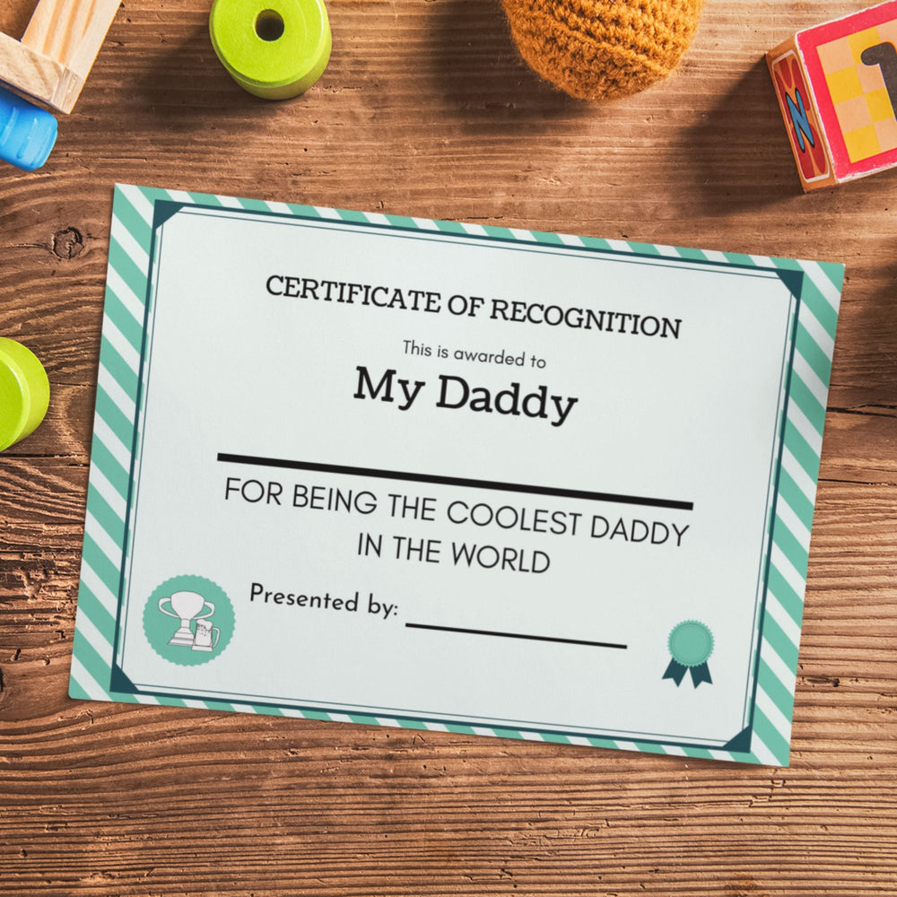 Printable Certificate for Daddy or Dad - KY designX